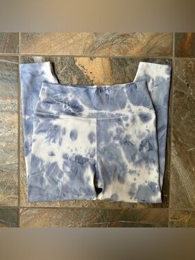 Kensie Blue and White Tie-Dye Leggings Women’s Size Large Activewear Athletic